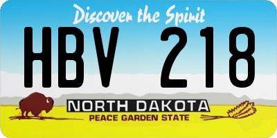 ND license plate HBV218