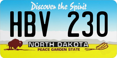 ND license plate HBV230