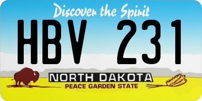 ND license plate HBV231