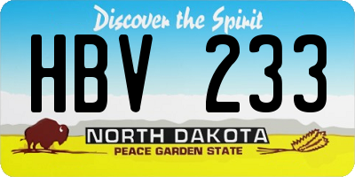 ND license plate HBV233