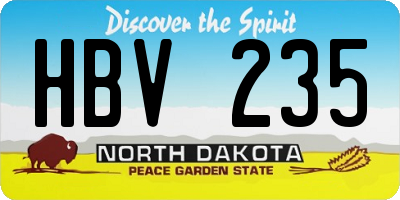 ND license plate HBV235