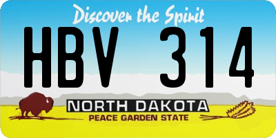 ND license plate HBV314