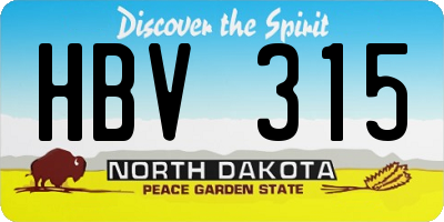 ND license plate HBV315