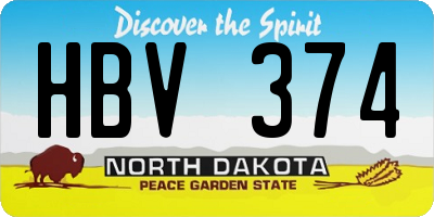 ND license plate HBV374