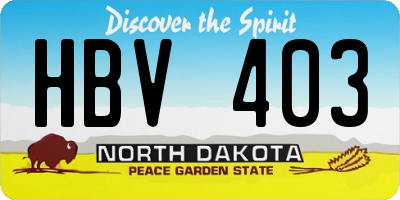 ND license plate HBV403