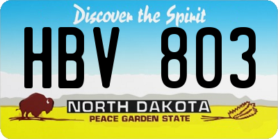 ND license plate HBV803