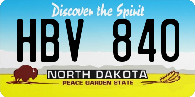 ND license plate HBV840