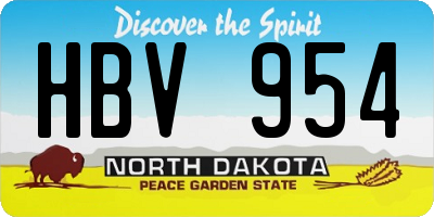 ND license plate HBV954