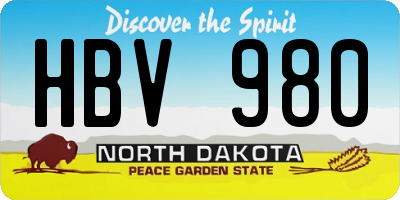 ND license plate HBV980