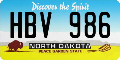 ND license plate HBV986