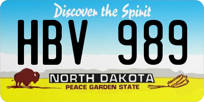 ND license plate HBV989