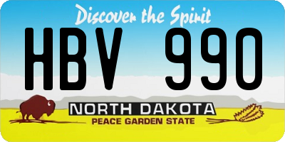 ND license plate HBV990