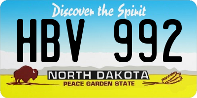 ND license plate HBV992