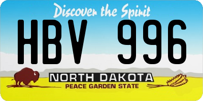 ND license plate HBV996