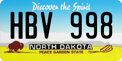 ND license plate HBV998