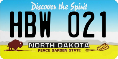 ND license plate HBW021