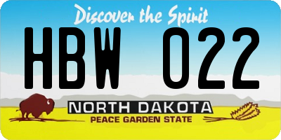 ND license plate HBW022