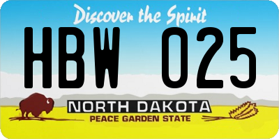 ND license plate HBW025