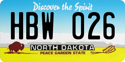 ND license plate HBW026