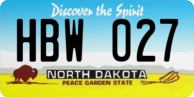 ND license plate HBW027