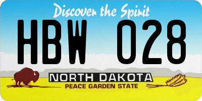 ND license plate HBW028