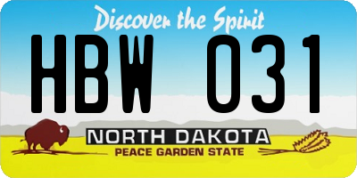 ND license plate HBW031