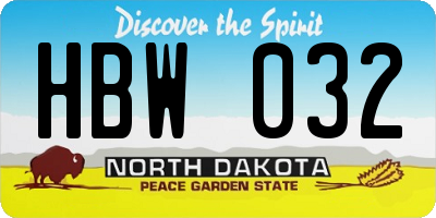 ND license plate HBW032