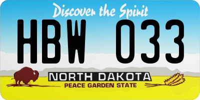 ND license plate HBW033