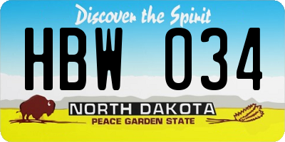 ND license plate HBW034