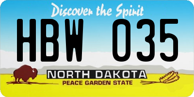 ND license plate HBW035