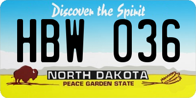 ND license plate HBW036