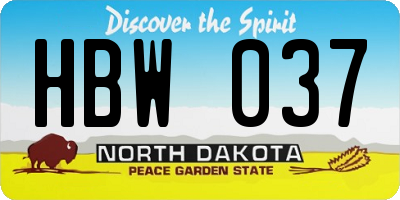 ND license plate HBW037