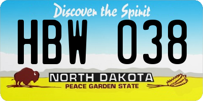 ND license plate HBW038