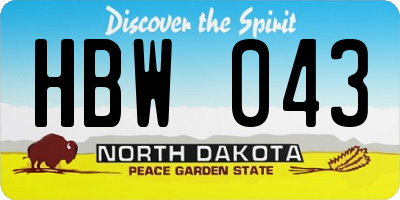 ND license plate HBW043