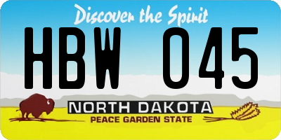 ND license plate HBW045