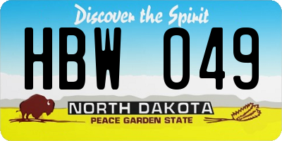 ND license plate HBW049