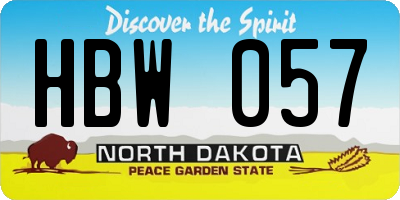 ND license plate HBW057