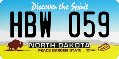 ND license plate HBW059