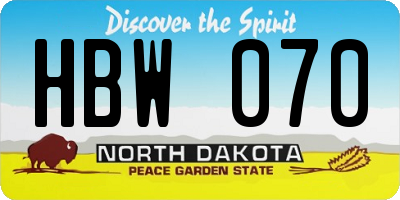 ND license plate HBW070