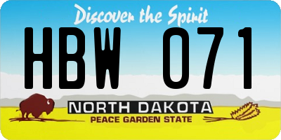 ND license plate HBW071