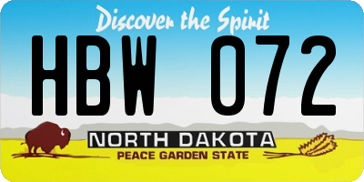 ND license plate HBW072