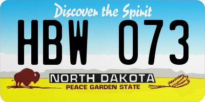 ND license plate HBW073