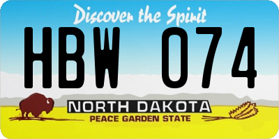 ND license plate HBW074