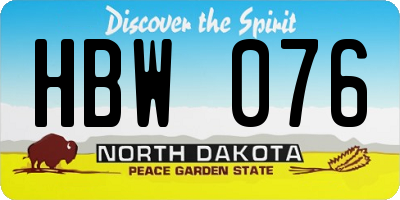 ND license plate HBW076