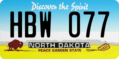 ND license plate HBW077