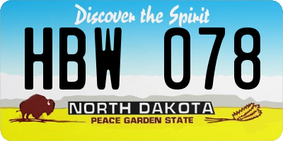 ND license plate HBW078