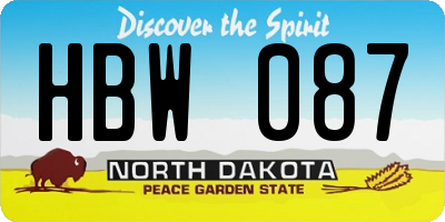 ND license plate HBW087