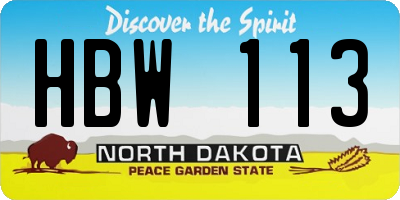 ND license plate HBW113