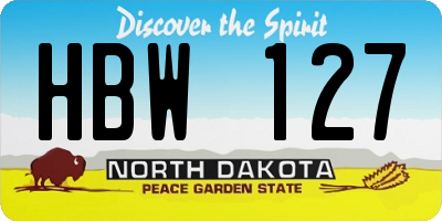 ND license plate HBW127