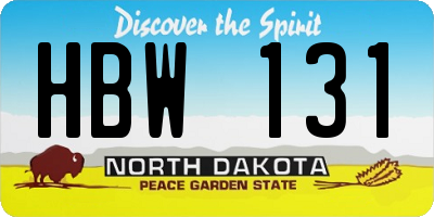 ND license plate HBW131